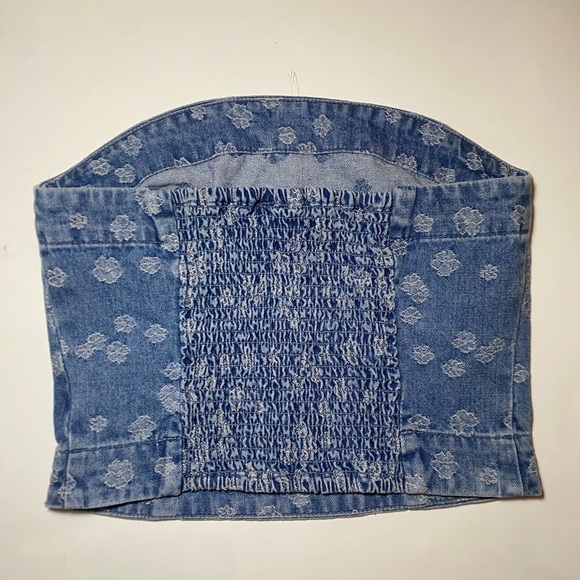 NWT Frigga Jacqaurd Strapless Denim Top - Picture 7 of 12